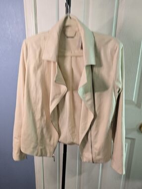 Chico's Cream Open-Front Draped Jacket